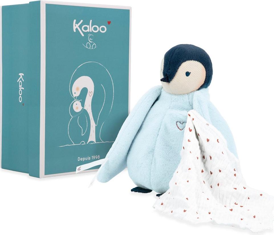 Kaloo Kuscheltier Pinguin blau mit Kusstuch - weiches Plüsch Babyspielzeug 212002