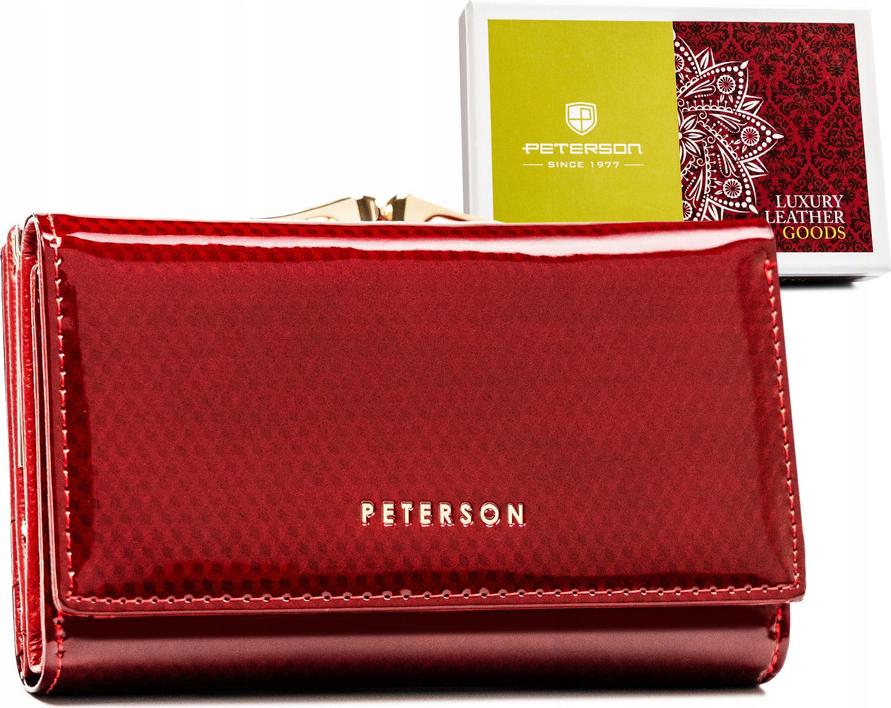 Damen-Geldbörse aus Leder mit Spange und Druckknopfverschluss - Peterson