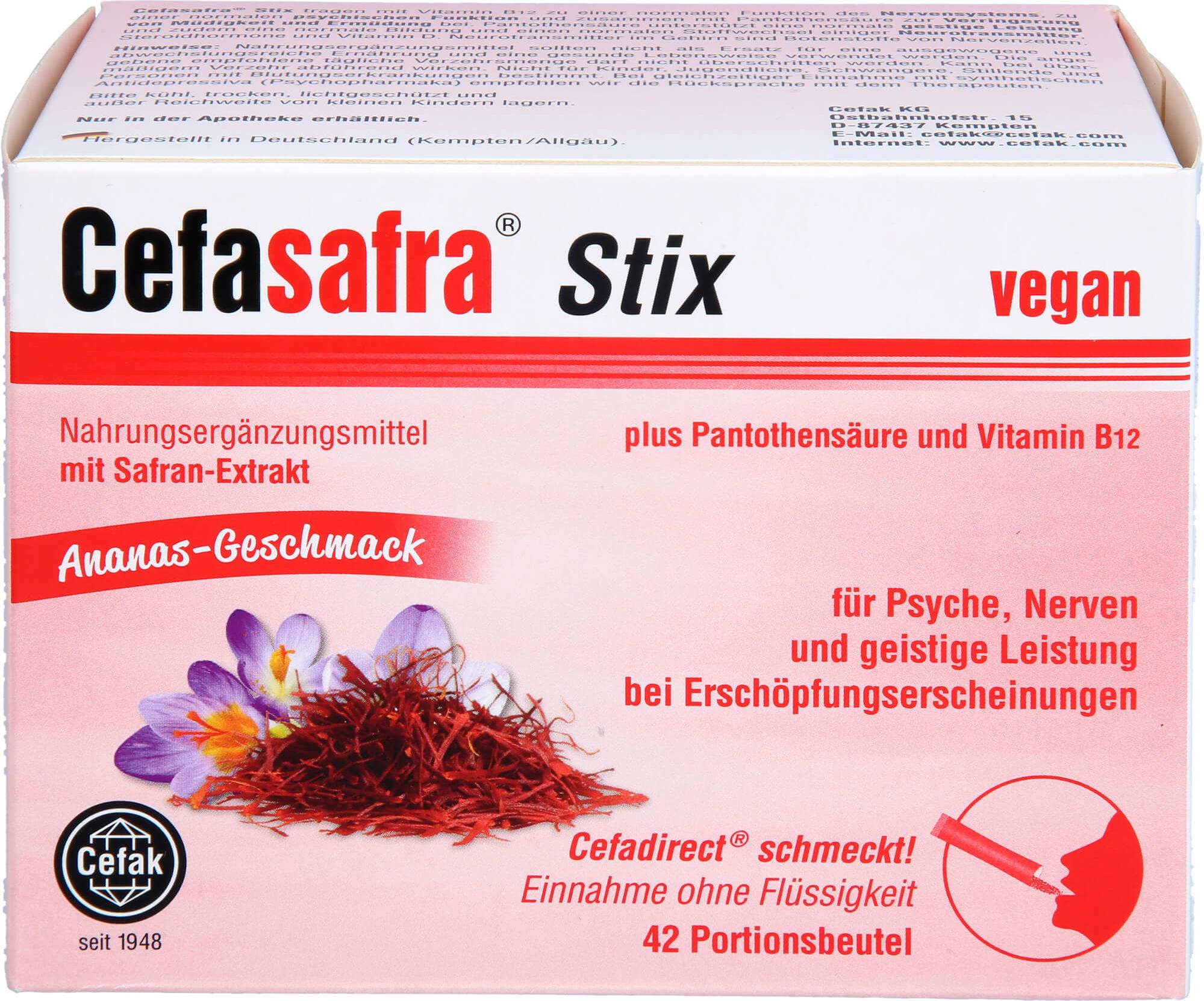 Cefak KG Cefasafra Stix Granulat für Psyche, Nerven und geistige Leistung bei Erschöpfungserscheinungen, 42 St. Beutel 16584635