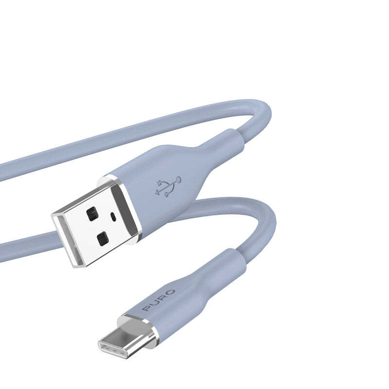 PURO ICON Soft Cable - Kábel USB-A na USB-C 1,5 m (púdrovo modrý)