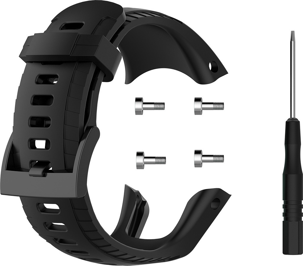Bracelet De Rechange En Silicone Noir 24mm Pour Montre Suunto - Compatible Avec Plusieurs Modèles (Sport, 9, D5, 7...) - Poignet 170-225mm