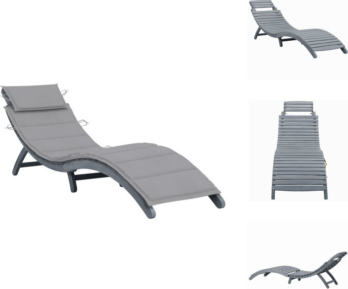 vidaXL Lehátko s vankúšom sivé z masívneho dreva akácie - Lehátka