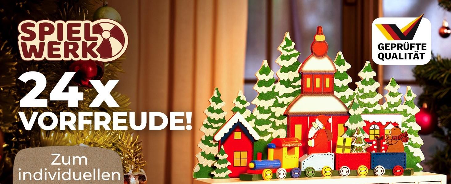 B2X Adventskalender aus Holz mit 24 wiederverwendbaren Schubladen