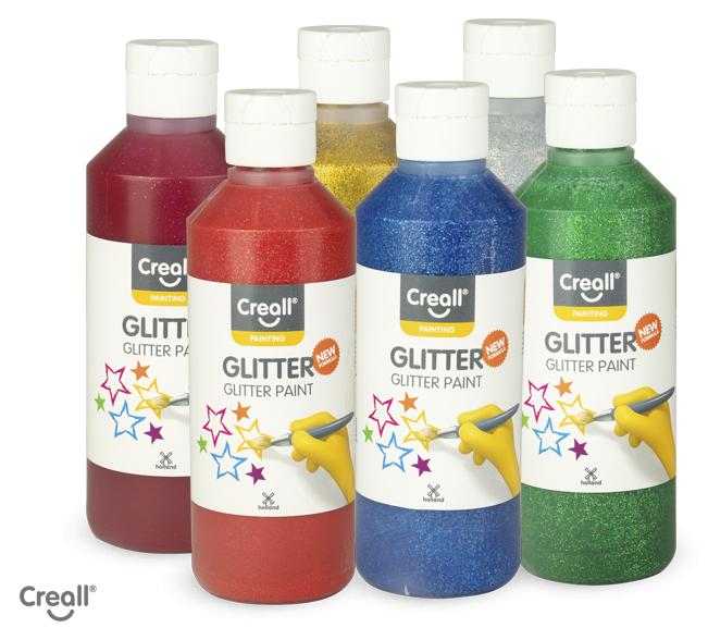 Havo Creall Glitzerfarben Set - 6 Farben Glitzerfarbe 250ml für Kinder 3360055