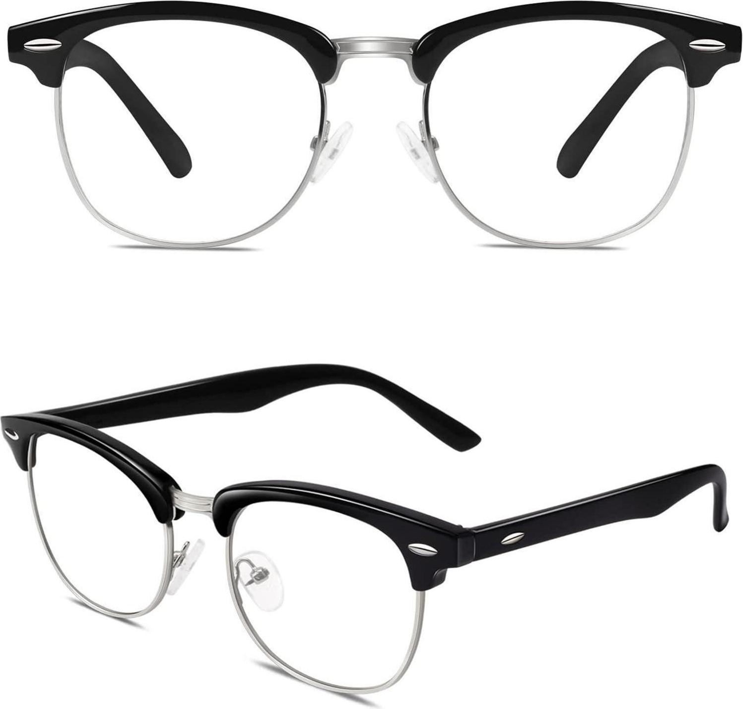 Sonstige Nerd Brille Halbrahmen Hornbrille Retro 50er Jahre Look