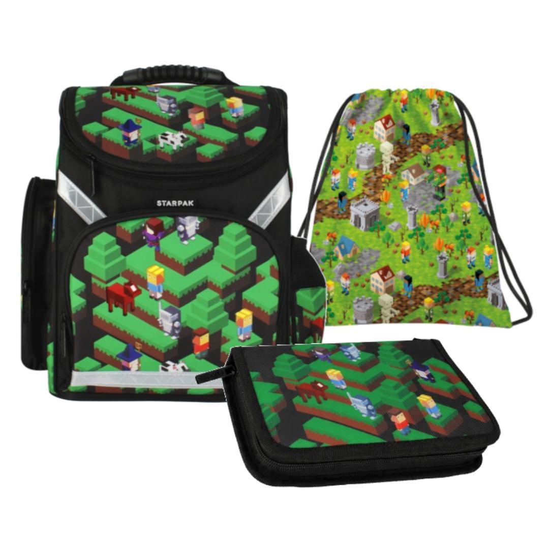 Rucksack Für einen Jungen Schulset 3-teilig Pixel Game Starpak