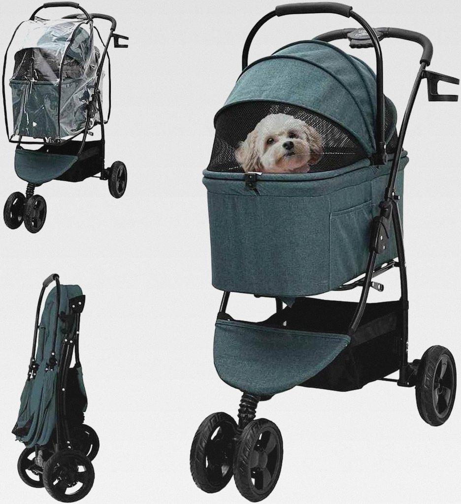 Markenlos Faltbarer Haustierwagen Verstellbar Grün 78 x 54 x 101 cm,Tier- & Haustierbedarf,Haustierbedarf,Pet-Stroller,Grün,9.02 KG,42012438
