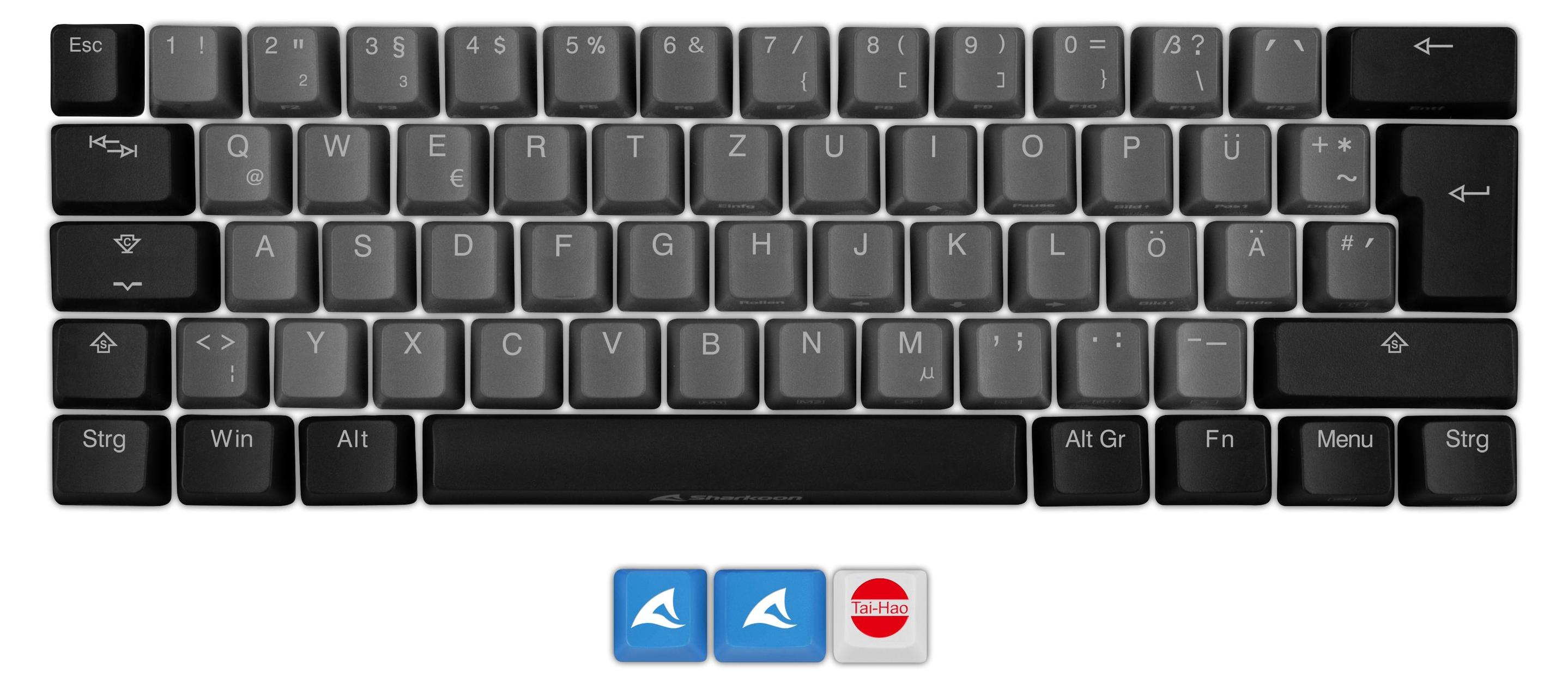 Sharkoon SKILLER SAC20 S4 (schwarz, 61 Stück, ISO-Layout (DE), für SKILLER SGK50 S4)