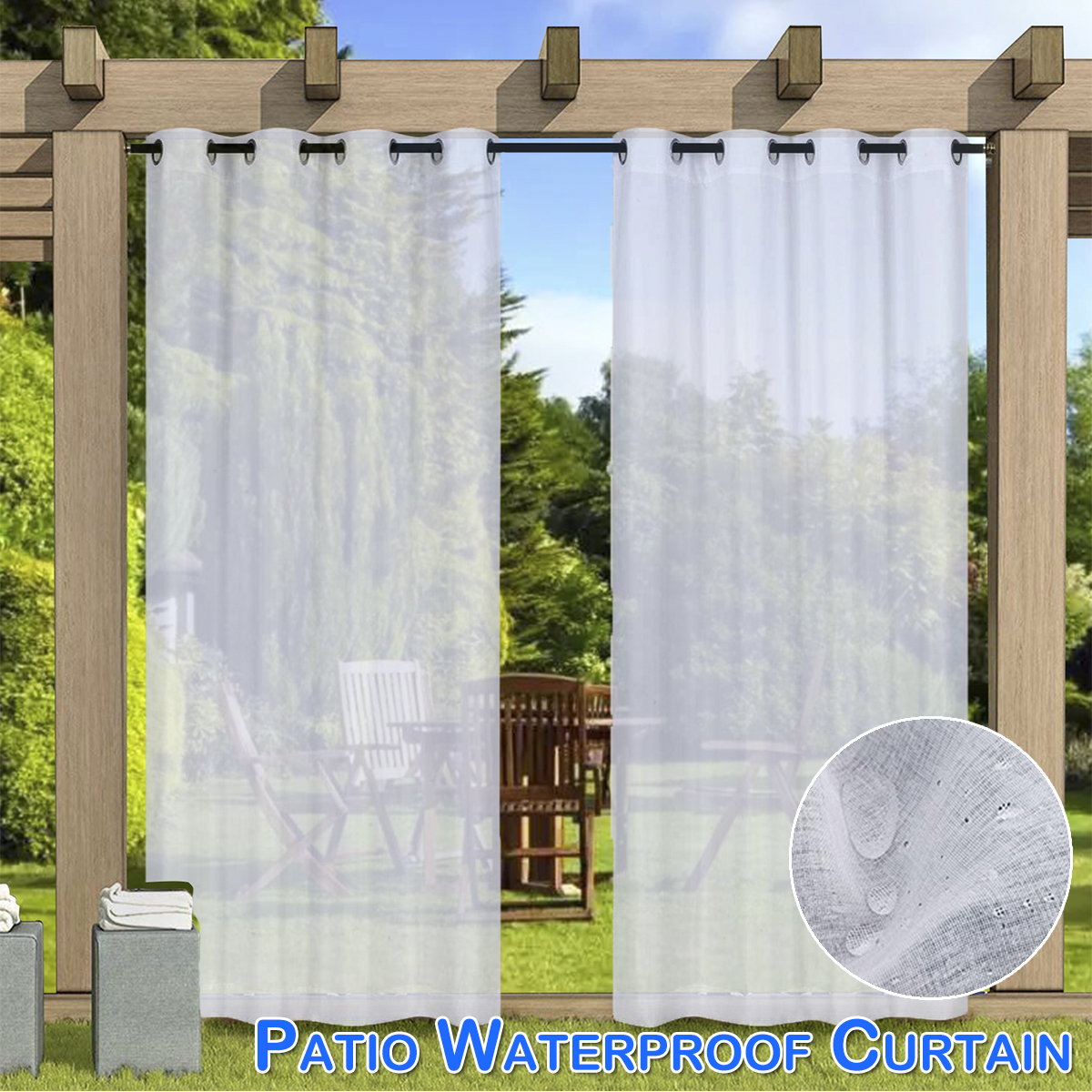 Gardinen Stores Voile Transparent Vorhang mit Ösen Wasserdicht Outdoor Vorhänge 