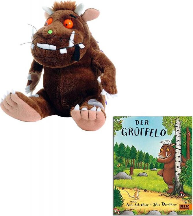 K&K Der Grüffelo Kinder Stofftier Plüschtier Figur 19cm inkl. Papp Bilderbuch Buch 79412-3-Pappbuch