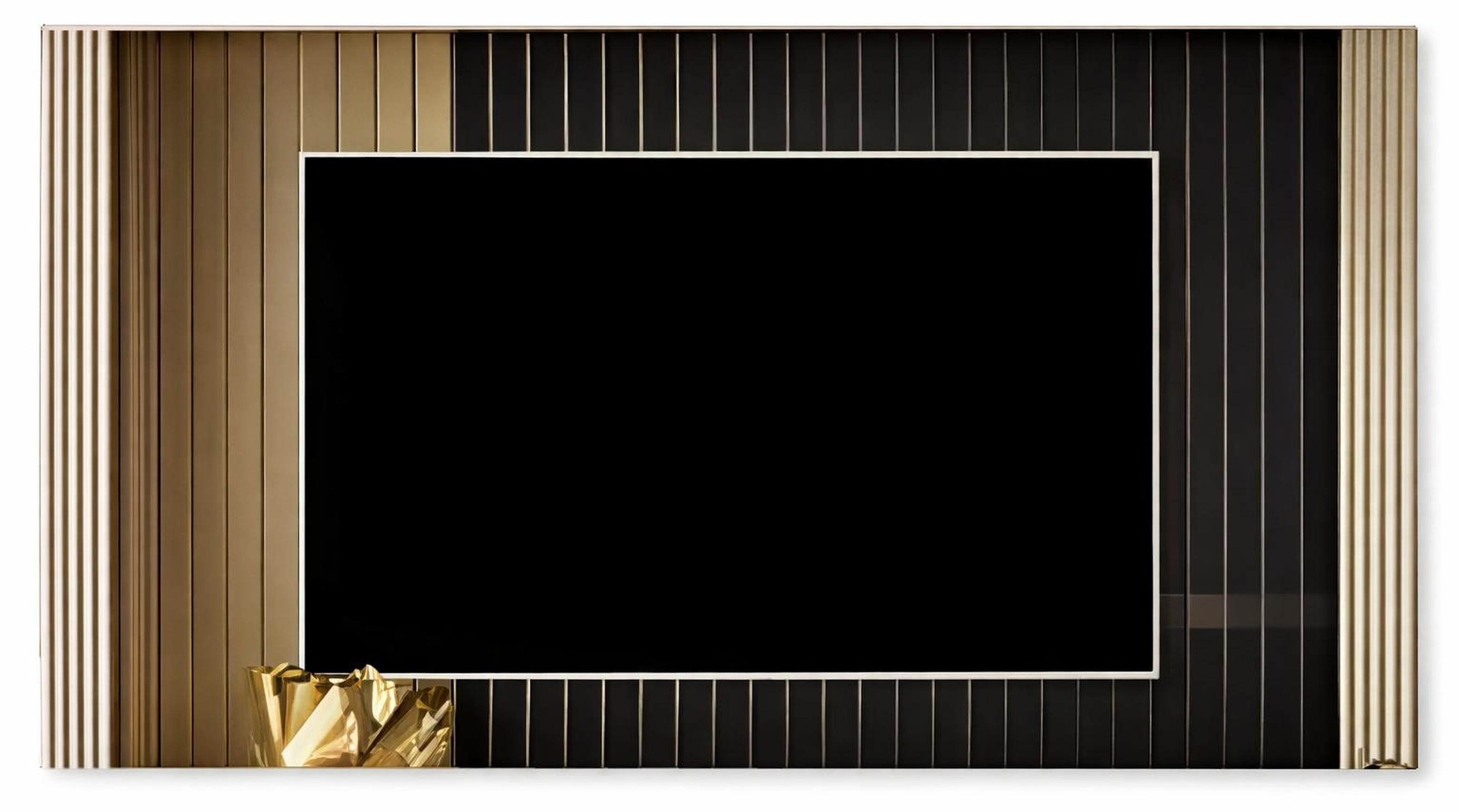 AEA Elegantes TV-Panel mit goldenen und schwarzen Rippenstrukturen