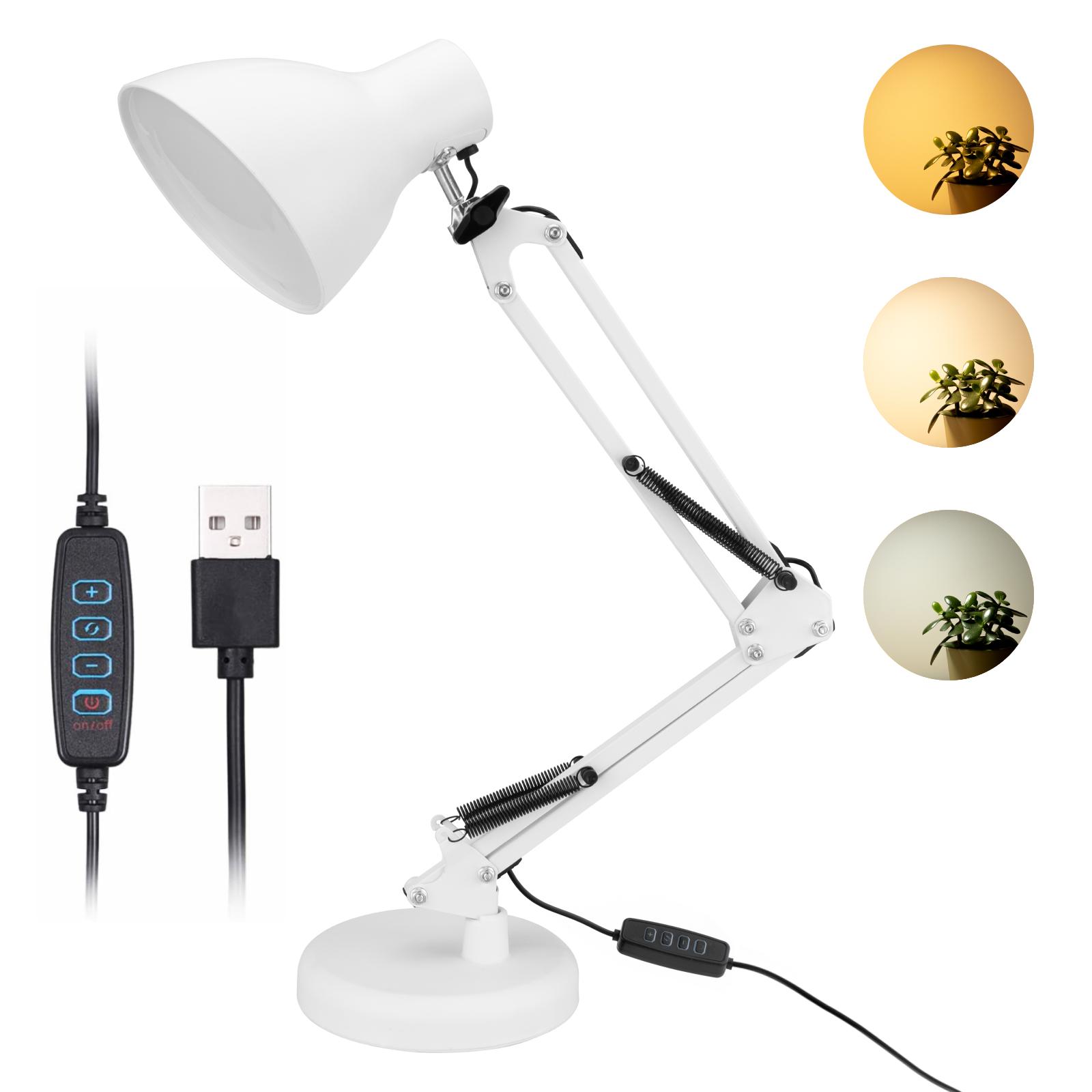 LUMILED LED 7W Schreibtischlampe Schwenkarm Büro Tischlampe Bürolampe Helligkeit Einstellbare Farbwechsel USB Verstellbarer Arm Arbeitsleuchte Nachttischlampe Arbeitszimmer Klemme LUMBIU0021