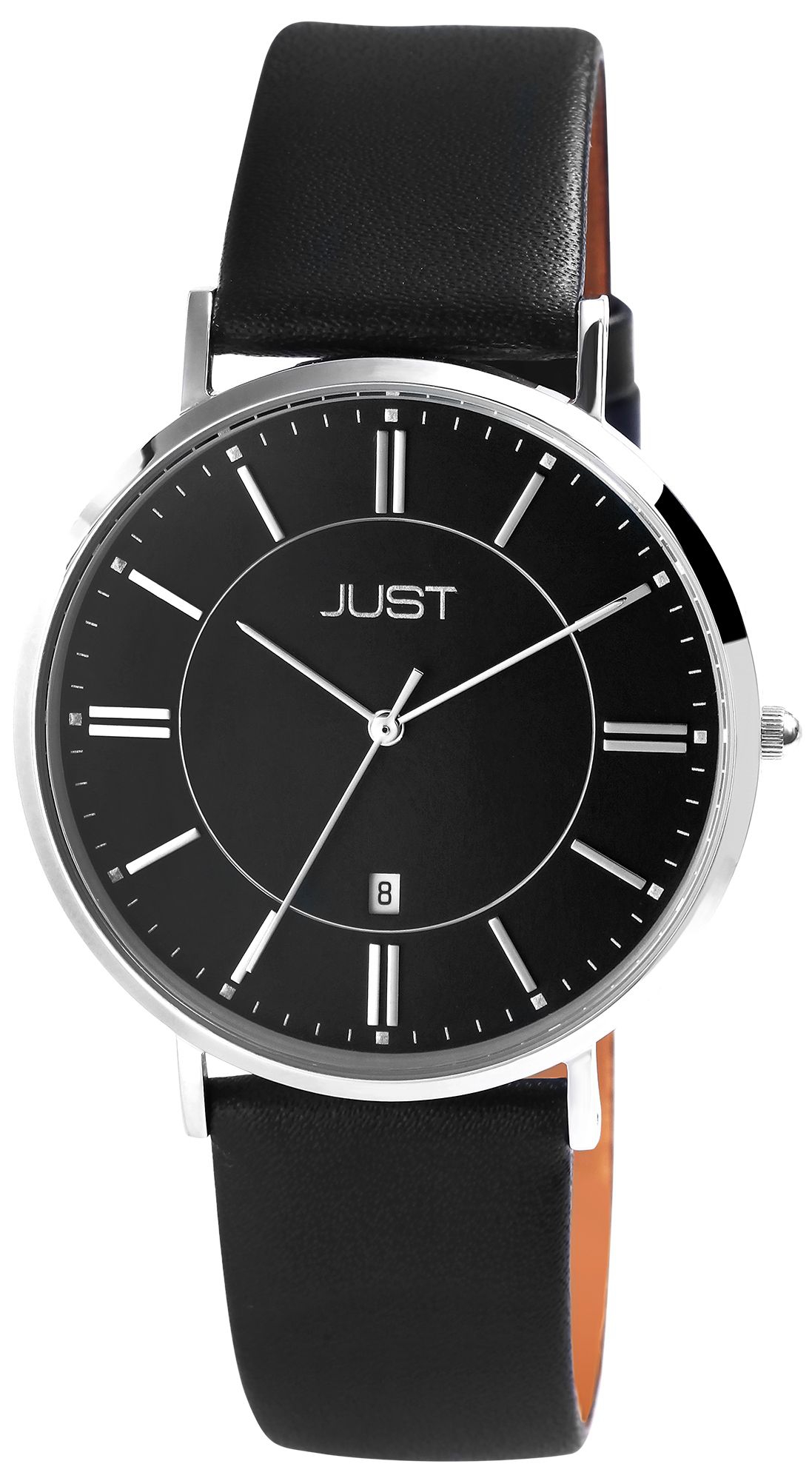 JUST Herren Edelstahluhr mit Echt Lederband JU20197-002