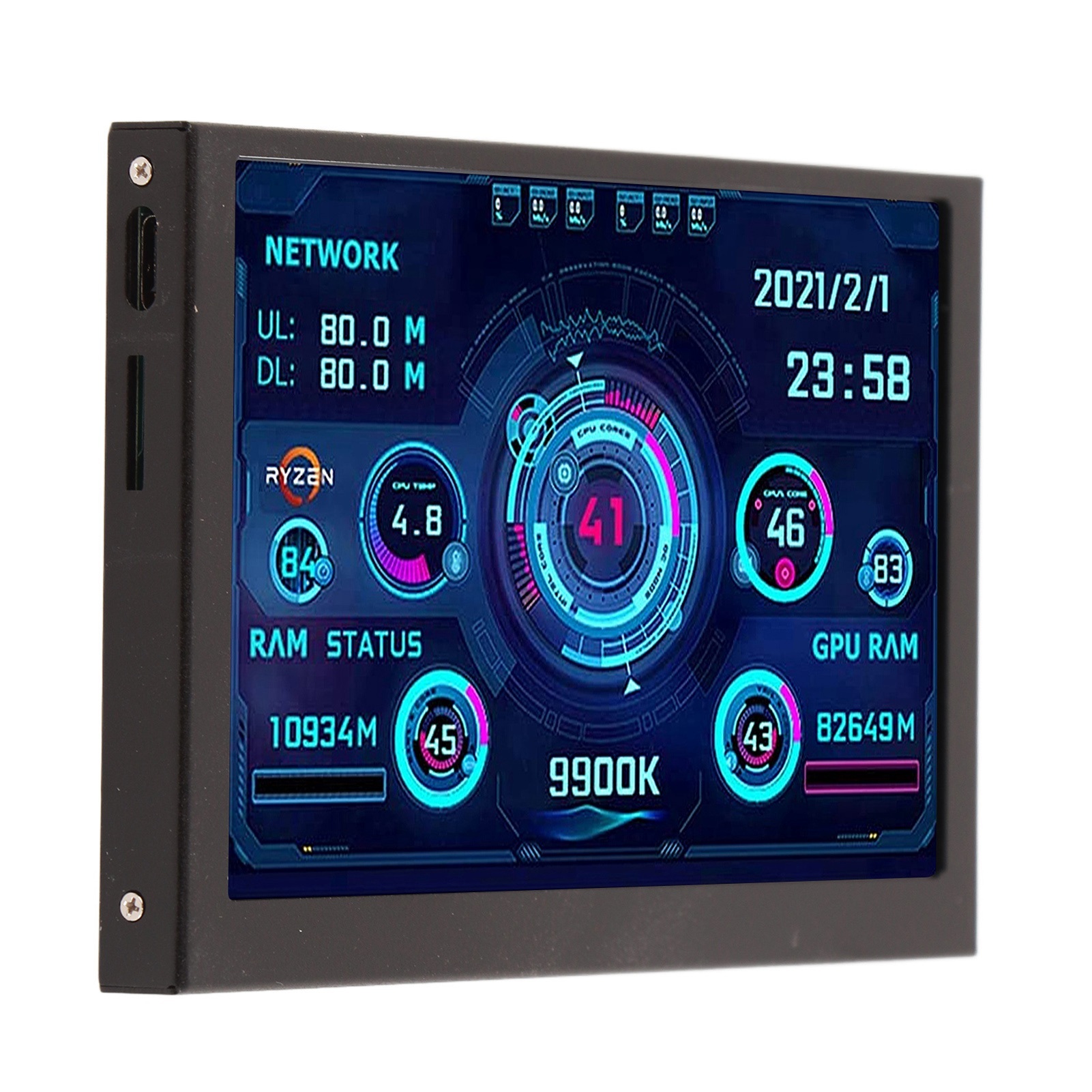 Monitor údajov PC CPU, Monitor PC skrine Mini ITX, Obrazovka zobrazenia teploty PC, Monitor údajov PC CPU RAM, Panelový displej PC senzora, Zobrazenie teploty PC