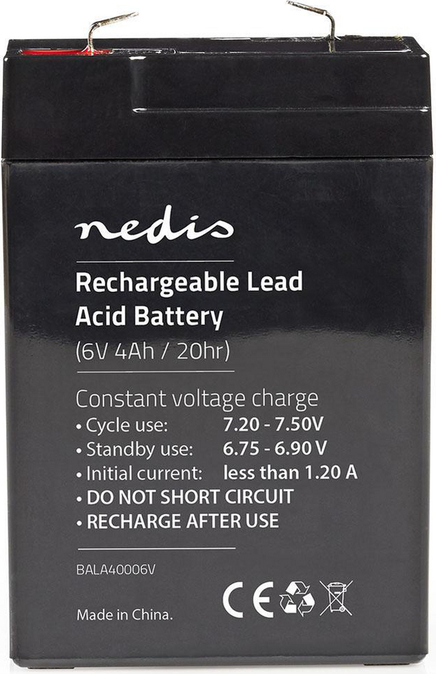 Nedis Wiederaufladbare Blei-Säure-Batterie - Lead-Acid - Wiederaufladbar - 6 V - 4000 mAh BALA40006V