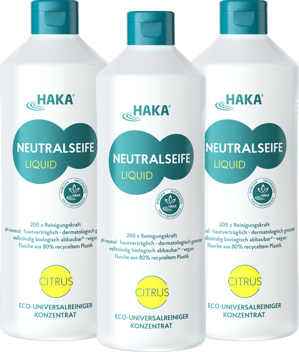 HAKA Kunz HAKA Neutralseife Liquid Citrus 3x1l Universalreiniger für Haushalt, Garten & Auto 30920