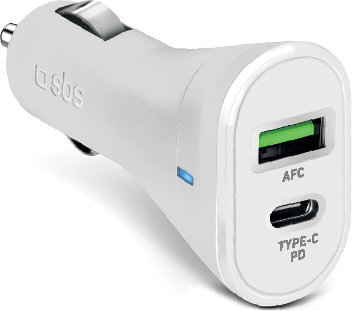 SBS nabíjačka do auta 12/24V 1x typ C PD+ USB 2.1 A biela