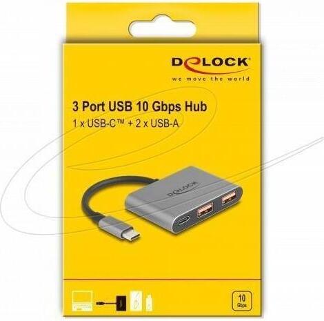 DeLOCK 64337, USB 3.2 Gen 2 (3.1 Gen 2) Type-C, USB 3.2 Gen 2 (3.1 Gen 2) Type-A, USB 3.2 Gen 2 (3.1 Gen 2) Type-C, 10000 Mbit/s, Šedá, Kov, Okrúhly kábel