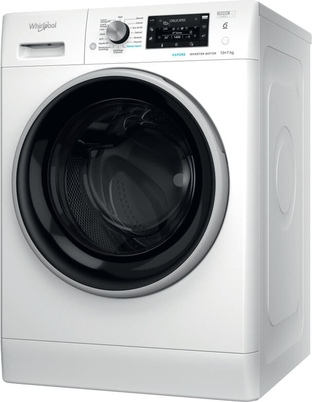 Whirlpool FreshCare FFWDD 107625 WBS IT, Frontlader, Freistehend, Weiß, Links, Schwarz, Silber, Tasten, Drehregler 869991651160