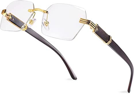 odsellingaaa OD Rahmenlose, randlose, rechteckige Sonnenbrille für Damen und Herren, stilvolle Brille mit quadratischem Schirm (A)