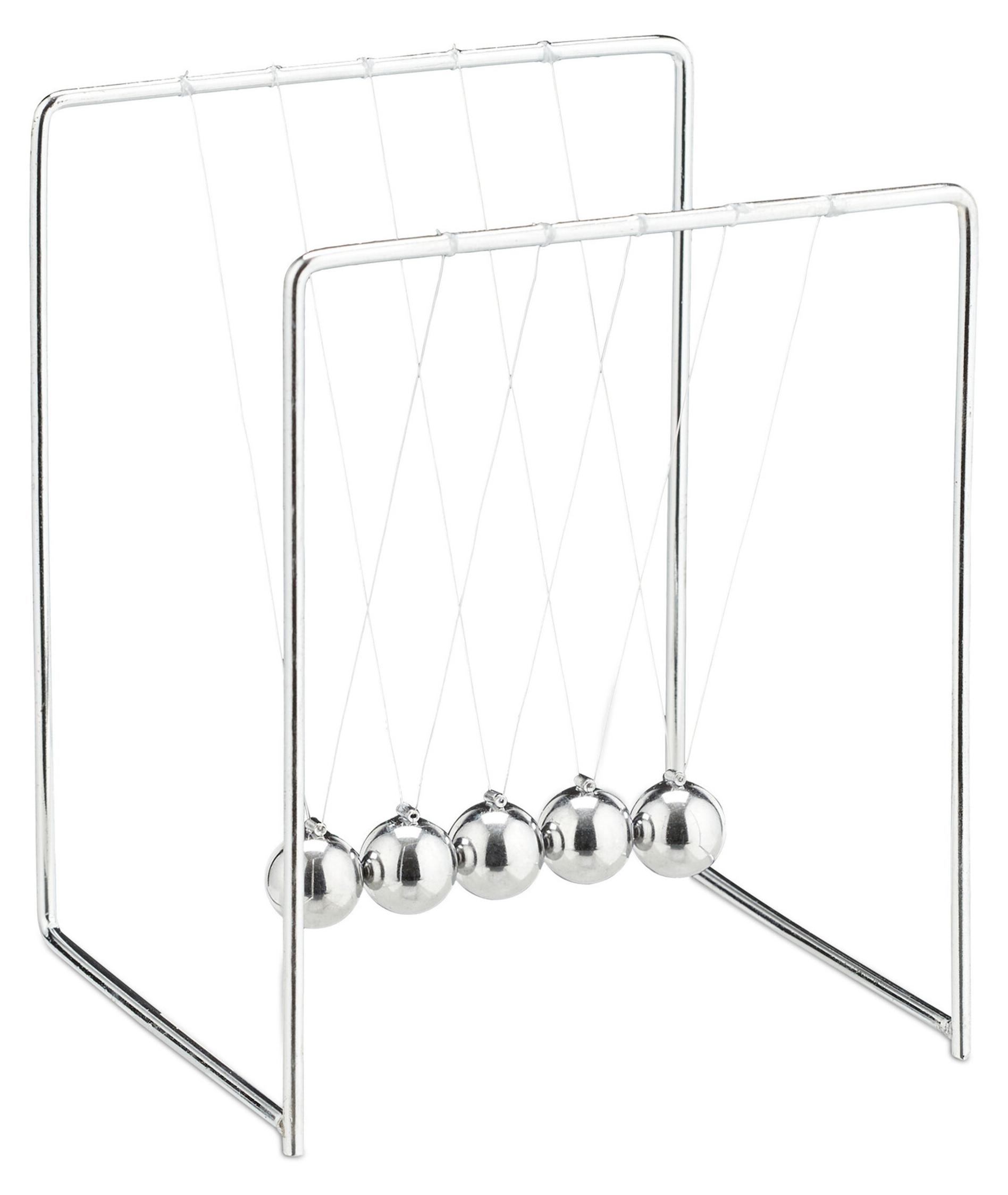 Relaxdays 10 x Newton Pendel, Kugelpendel für Schreibtisch & Büro, Physik, je 5 Kugeln, Metall, Newton Kugelstoßpendel, silber 10031930_0