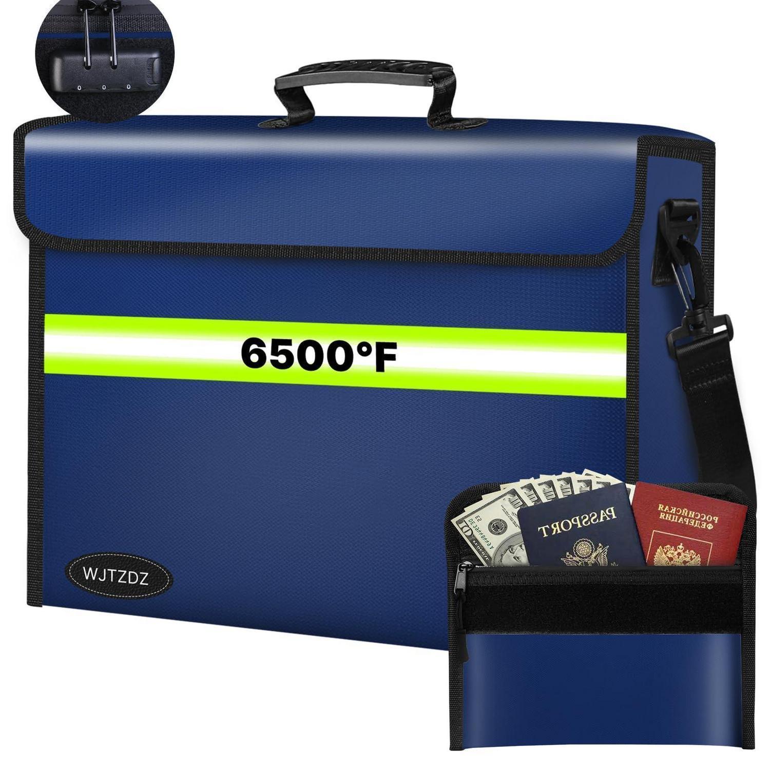 Sonstige Feuerfeste Geldtasche 6500°F Wasserdichter Reißverschluss 10 Schichten Blau Groß