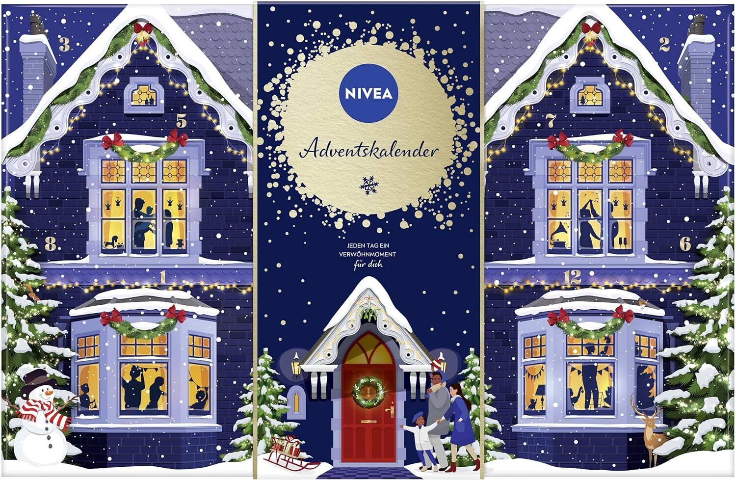 24 Türchen voller verwöhnender Überraschungen, Weihnachtskalender mit Pflegeprodukten, Pflegeset für die Adventszeit mit NIVEA und Labello Produkten