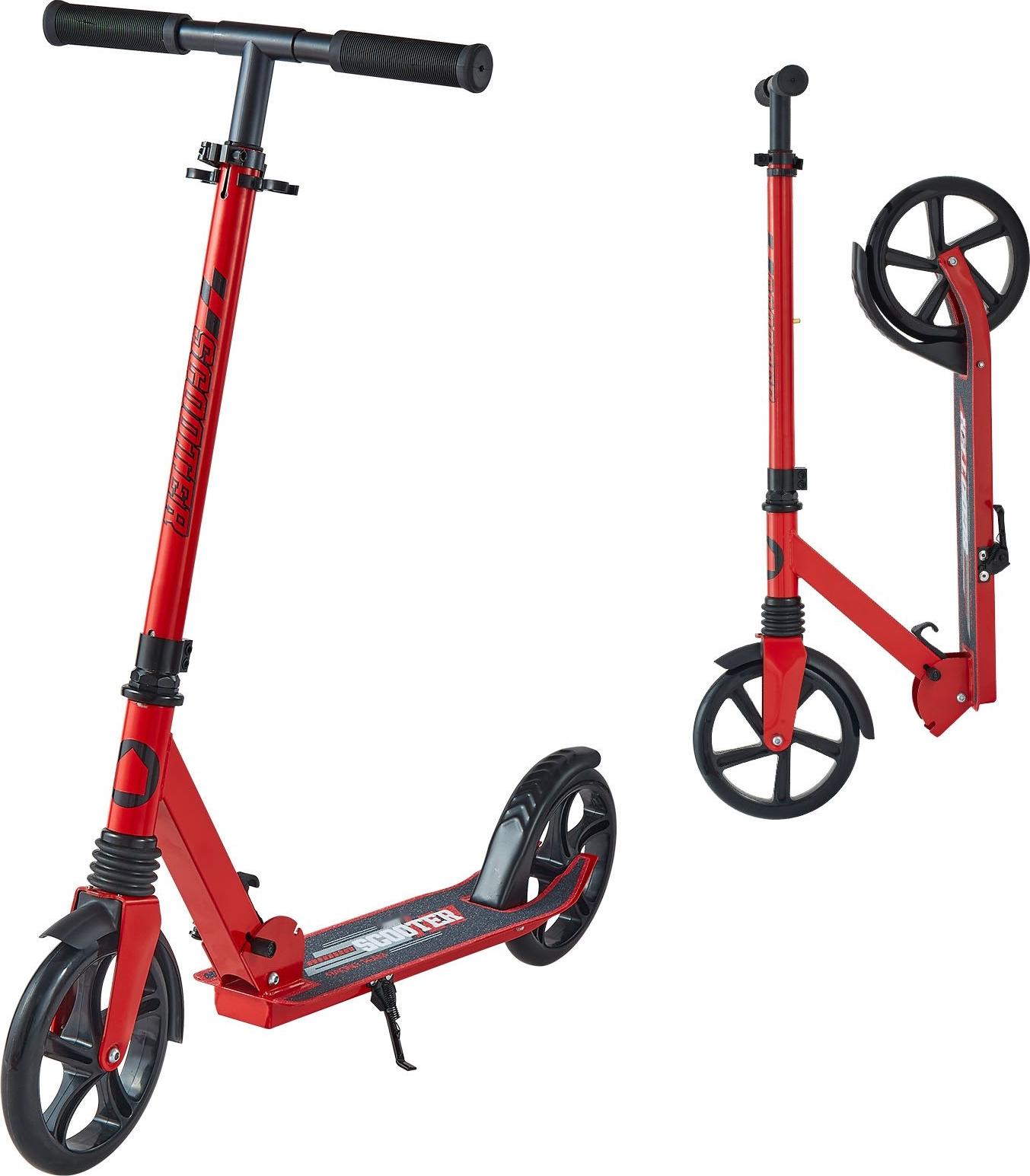 StarTech Kinderroller - Cityroller / Tretroller - Höhenverstellbarer Lenker - Rutschfestes Deck - Faltbar - Belastbar bis 100 kg - Ab 8 Jahren - Schwarz-Rot JTHBC2L8INCHNRF07001V0