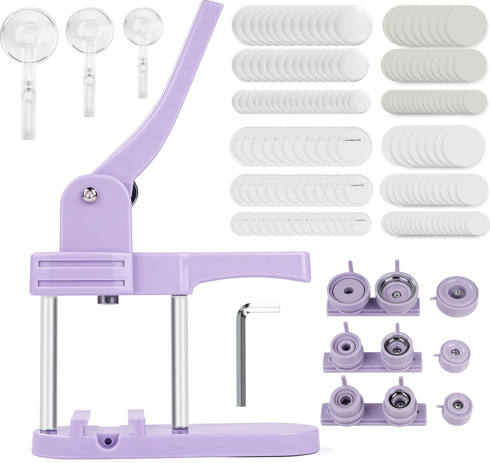 TWO TREES 3-in-1 DIY Buttonmaschine mit 25/32/58mm Stanzen und 300 Button-Teilen – Badge Press Gerät für individuelle Anstecker
