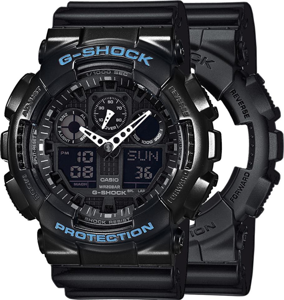 Zegarek Casio G-Shock SET GA-100-1A1ER + BEZEL 10514393 + PASEK 10553868 20BAR