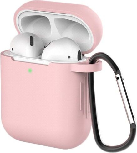 Hurtel Weiche Silikon-Kopfhrerhlle fr AirPods 2, AirPods 1, mit Karabiner, Pink, (Hlle D) 87728-uniw