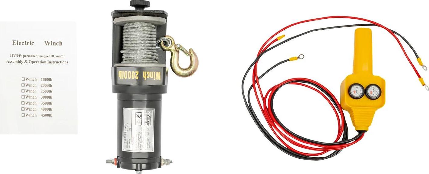 StarTech Elektrische Seilwinde - DC 12V - Zugkraft 900 kg - Hub 200 kg - Leistung 0,4 kW - Seillänge 6 m - IP67 - Schwarz