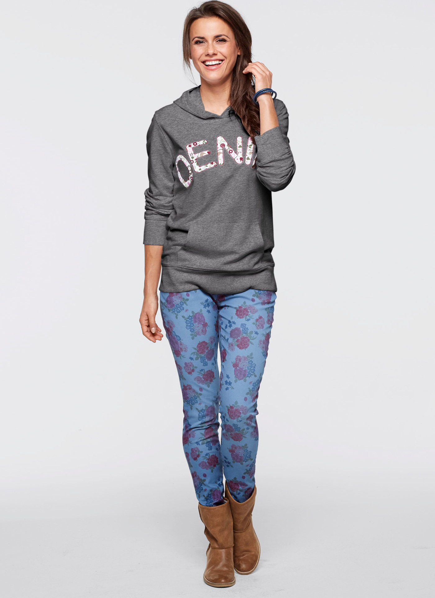 Markenhersteller John Bauer "Skinny Blue Flower Jeans" (916101) Gr.36