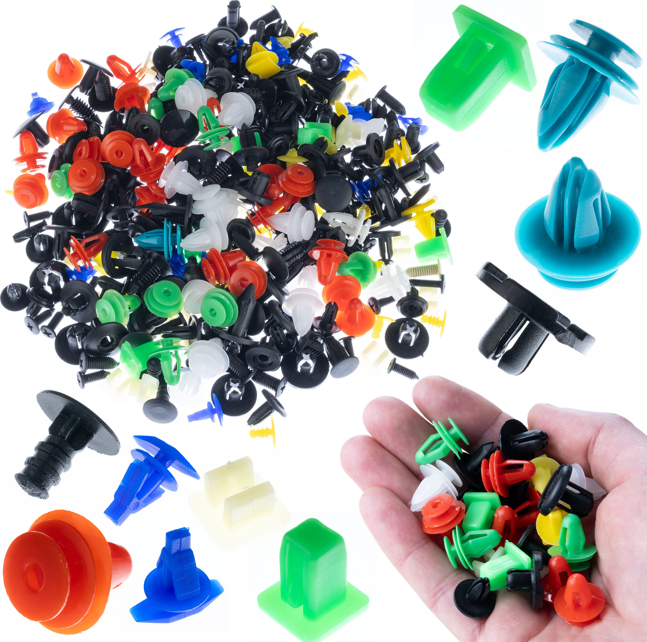 Rosfix – Universeller Befestigungsclip Set 500 Stk. | Kunststoff | Länge 1-4 cm | Für Auto-Innenraum, Karosserie, Notfallreparaturen