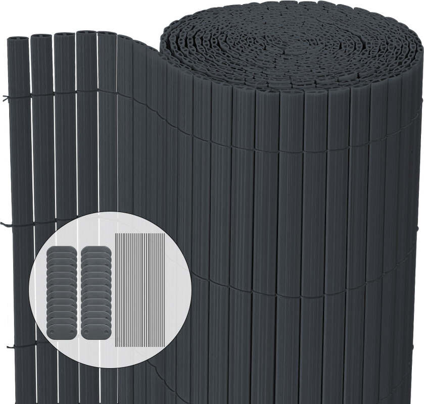 VOUNOT® PVC Sichtschutzmatte 100x500 cm, Sichtschutz für Balkon Terrasse, Grau VOUNOT PVC Sichtschutzmatte