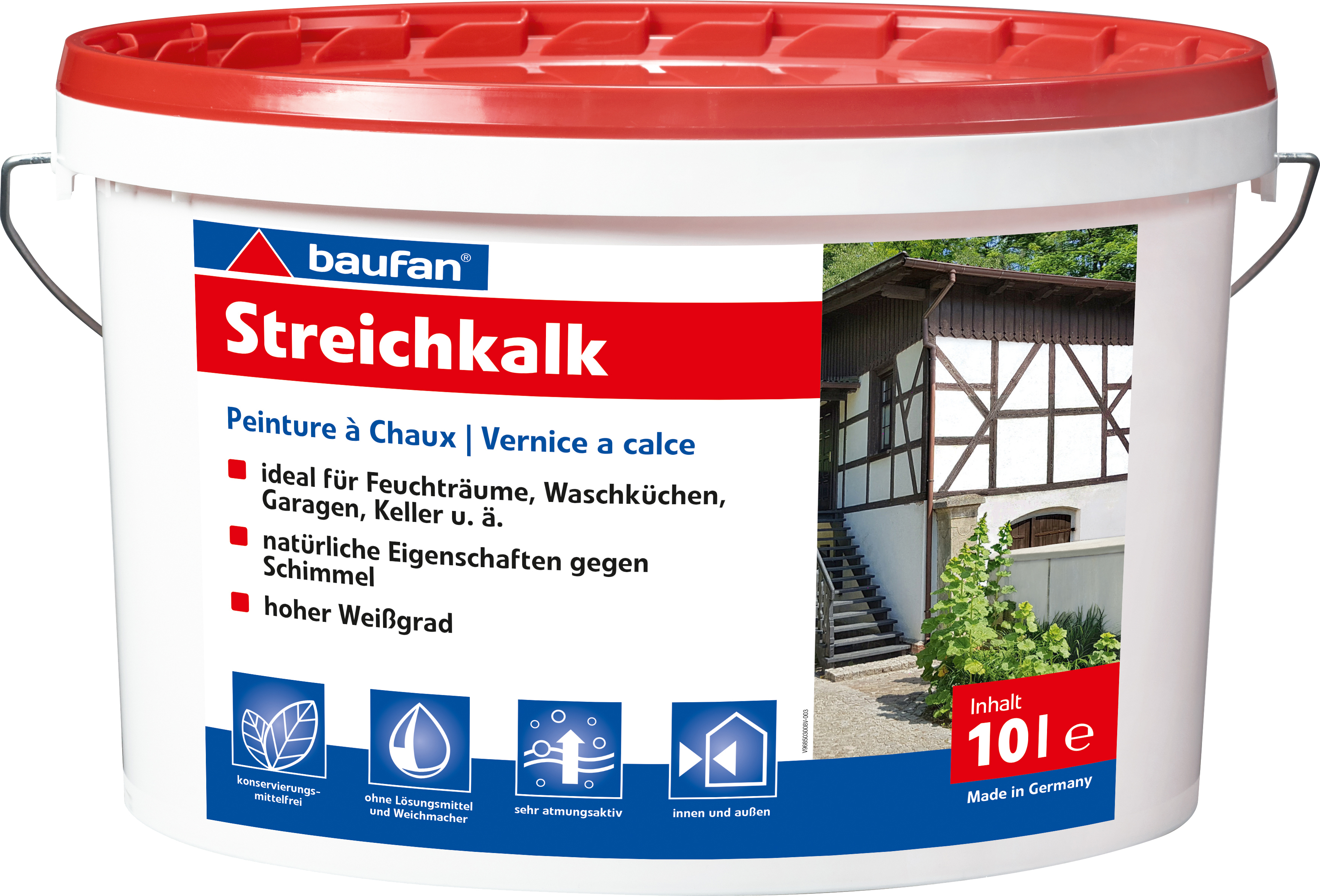 Baufan Kalkfarbe Streichkalk Mineralfarbe weiß 10 l 100035