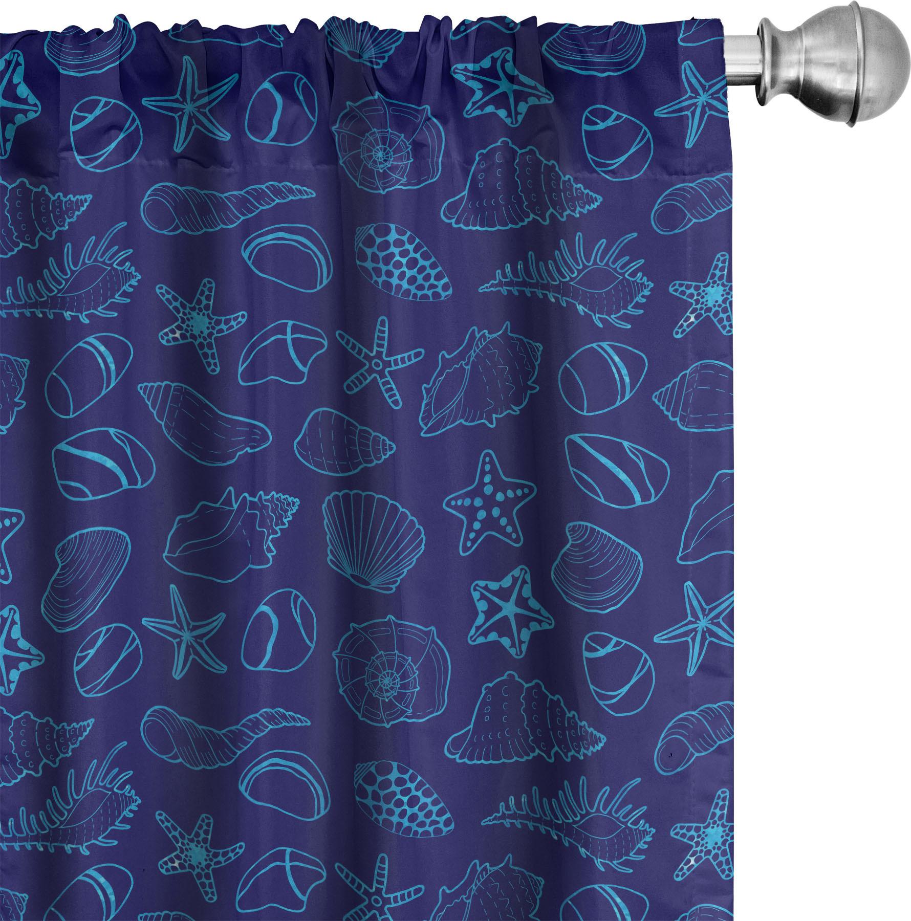 KOZMOS TEKSTL VE GER DÖNÜÜM SANAY TCARET LMTED RKET ABAKUHAUS Schnecke Vorhänge, Gardinen, Muscheln Seestern Oyster Mollusk Steine Exotische und Mystic Marine Life Illustration, 2 Stück 75 x 225 cm, Indigo und Blau micp_89258_150x225_de