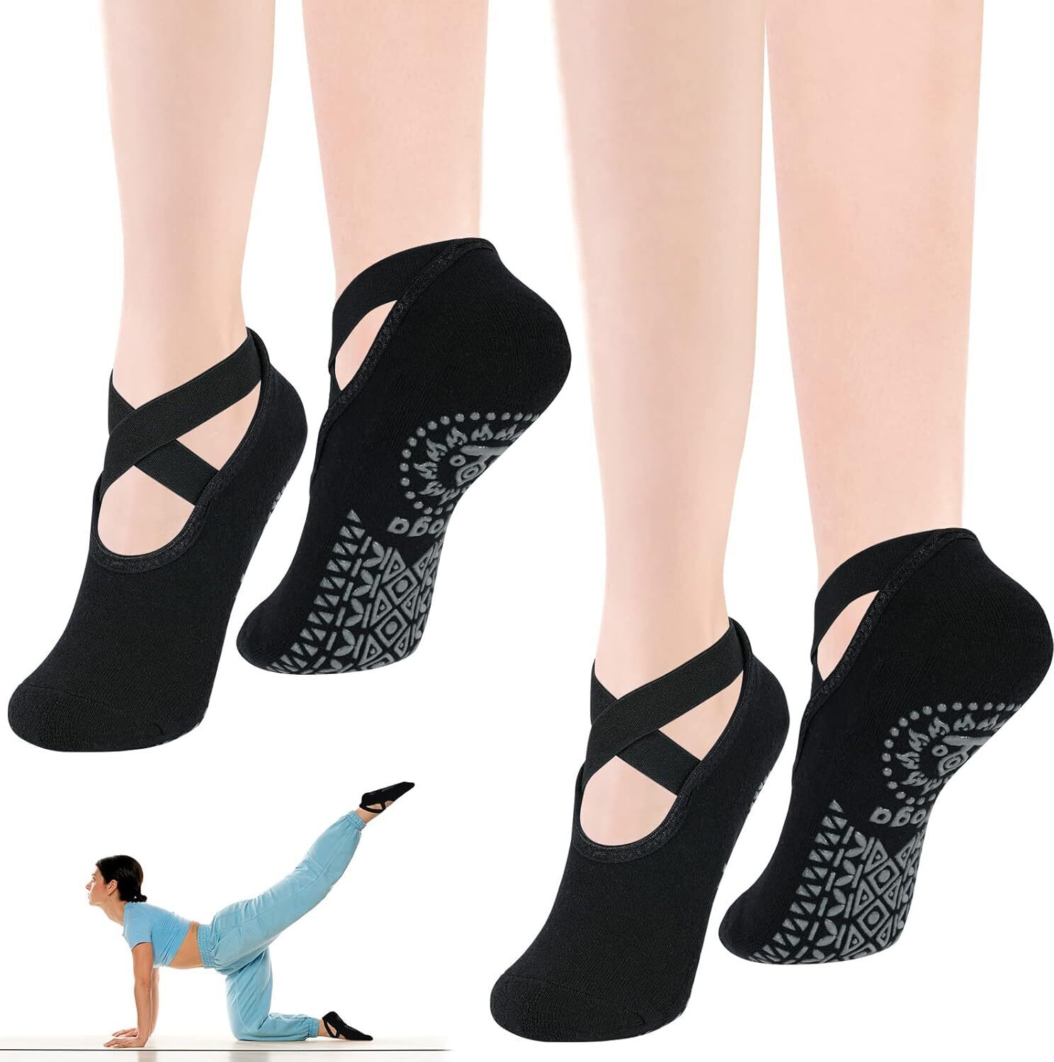 KenyamanHandelsGmbH flintronic Yoga Socken, Antirutsch Socken, Rutschfeste Socken Sport für Yoga, Barre, Pilates, Tanz, Barfuß, Trampolin, Zuhause, Krankenhaus für Damen und Herren KEGQ251203AMZ153