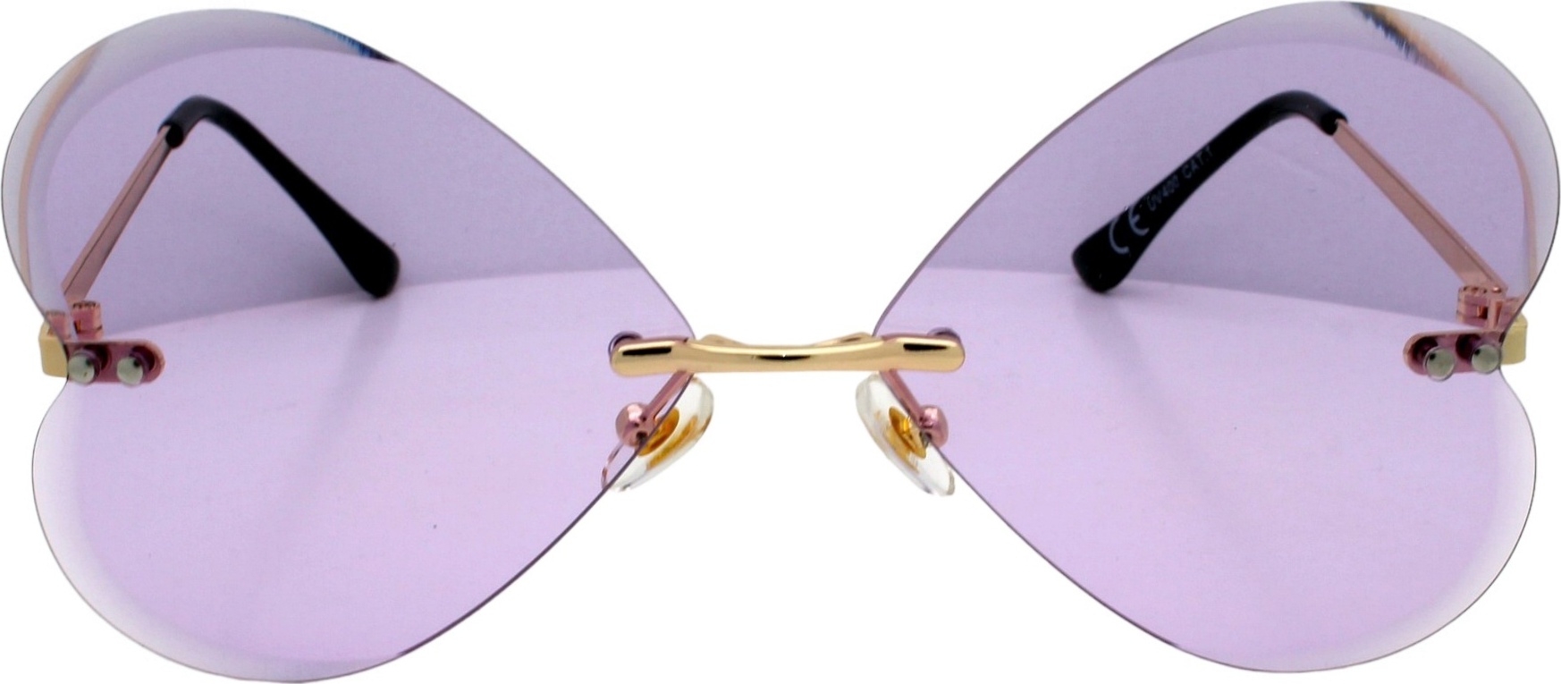 Luxxada Festivalbrille Herz Brille Sonnenbrille Damen Große Herzform Brillengläser Facettenschliff Edle Luxus Party Festival Bri LX-Herz-Facettenschliff-Lila