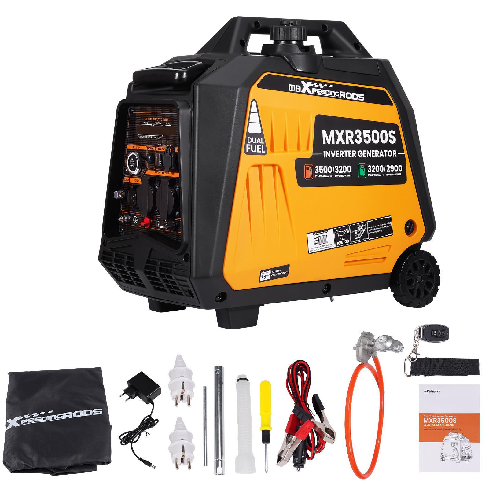 MaXpeedingrods Dual Fuel Stromerzeuger Inverter Generator 3500W Tragbar 25kg for Notsituationen DUNJZW