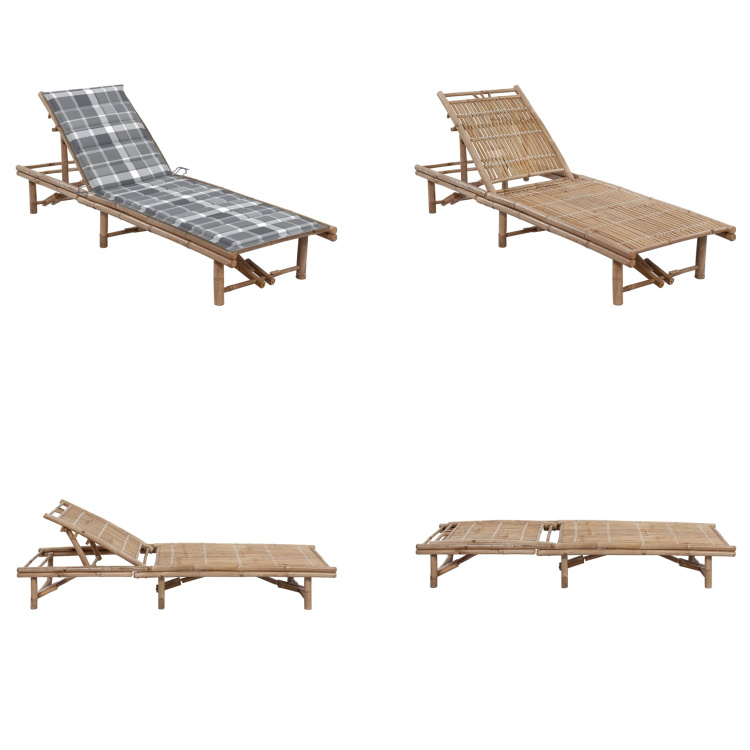 vidaXL Záhradné lehátko s bambusovým vankúšom - Lehátko - Lehátka - Lehátko s vankúšom - Lehátka s vankúšmi