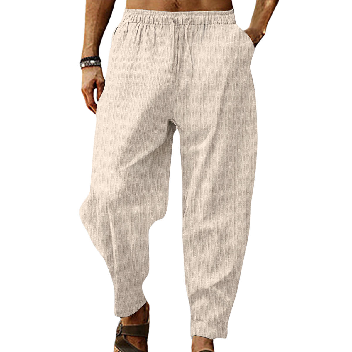 Herren Leinenhose Mit Kordelzug - Lockere Passform Für Sommer