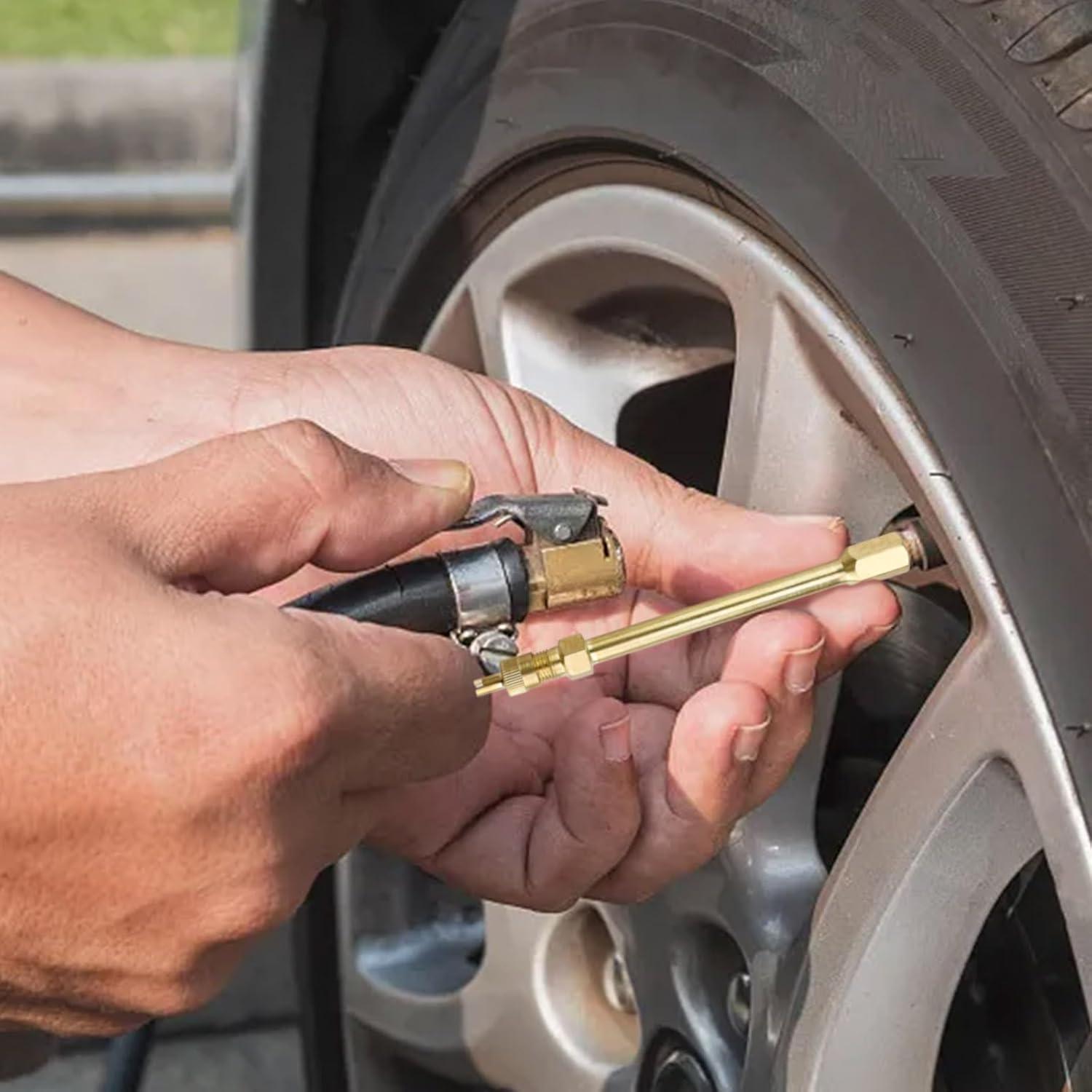 Markenlos DEANKEJI 4 Stück Ventilverlängerung Auto Ventilverlängerung Messing Ventilverlängerung 10 cm Auto Ventilverlängerung Geeignet für Motorräder, Fahrräder, Autos, Elektroroller