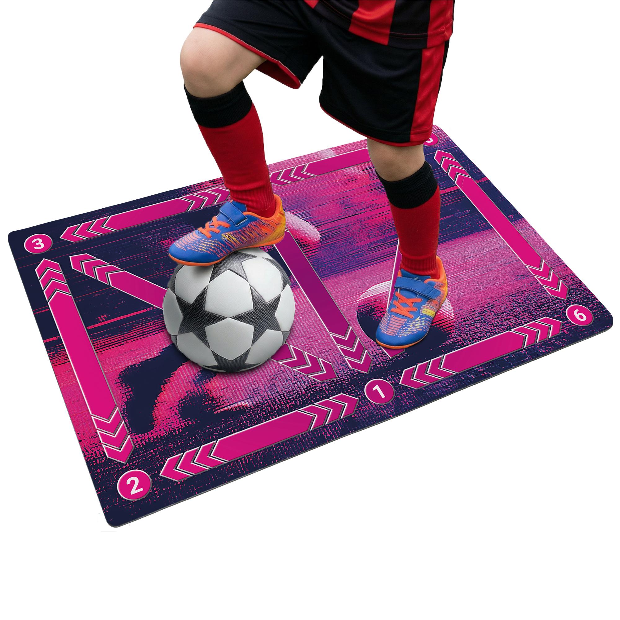 druck.de Fußball Trainingsmatte - 90x60 cm - Glitch Design - Training Kinder - Rutschfeste Matte für Ballkontrolle - Kickmatte - Techniktrainer