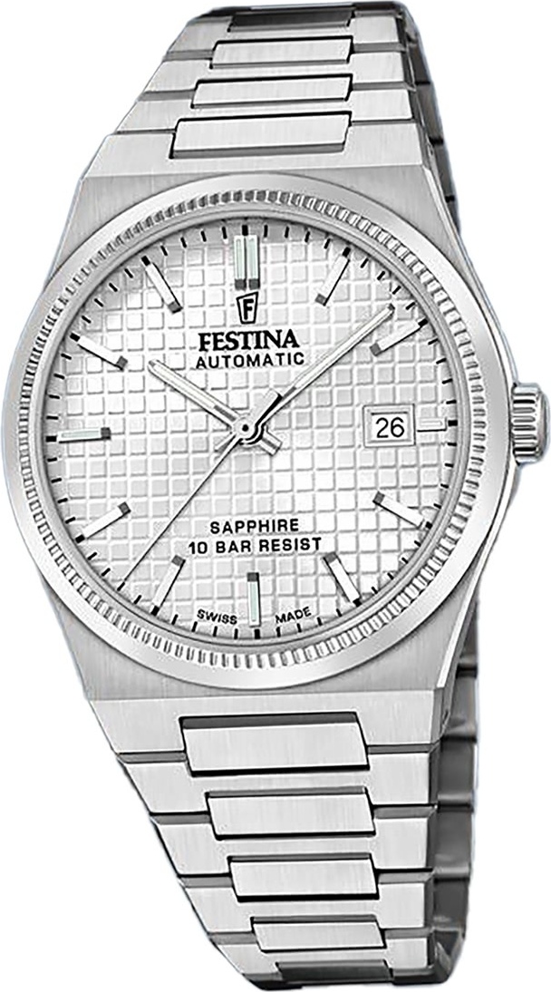 Festina pánske hodinky z ušľachtilej ocele strieborné Festina Swiss made náramkové hodinky D2UF20028/1
