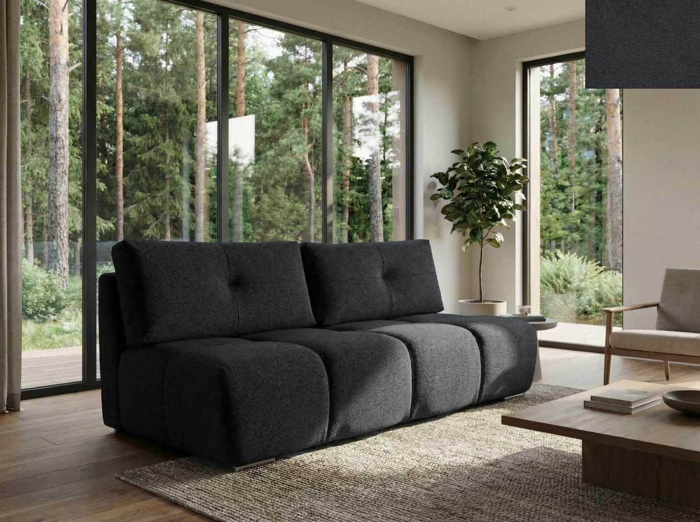 Nordelo Sofas - Nuvolletta elegantes Sofa aus BORG-Stoff 19 Schlaffuktion 150x200 Bettkasten, stabile Metallfüße COUCH-NUVL-BORG-19