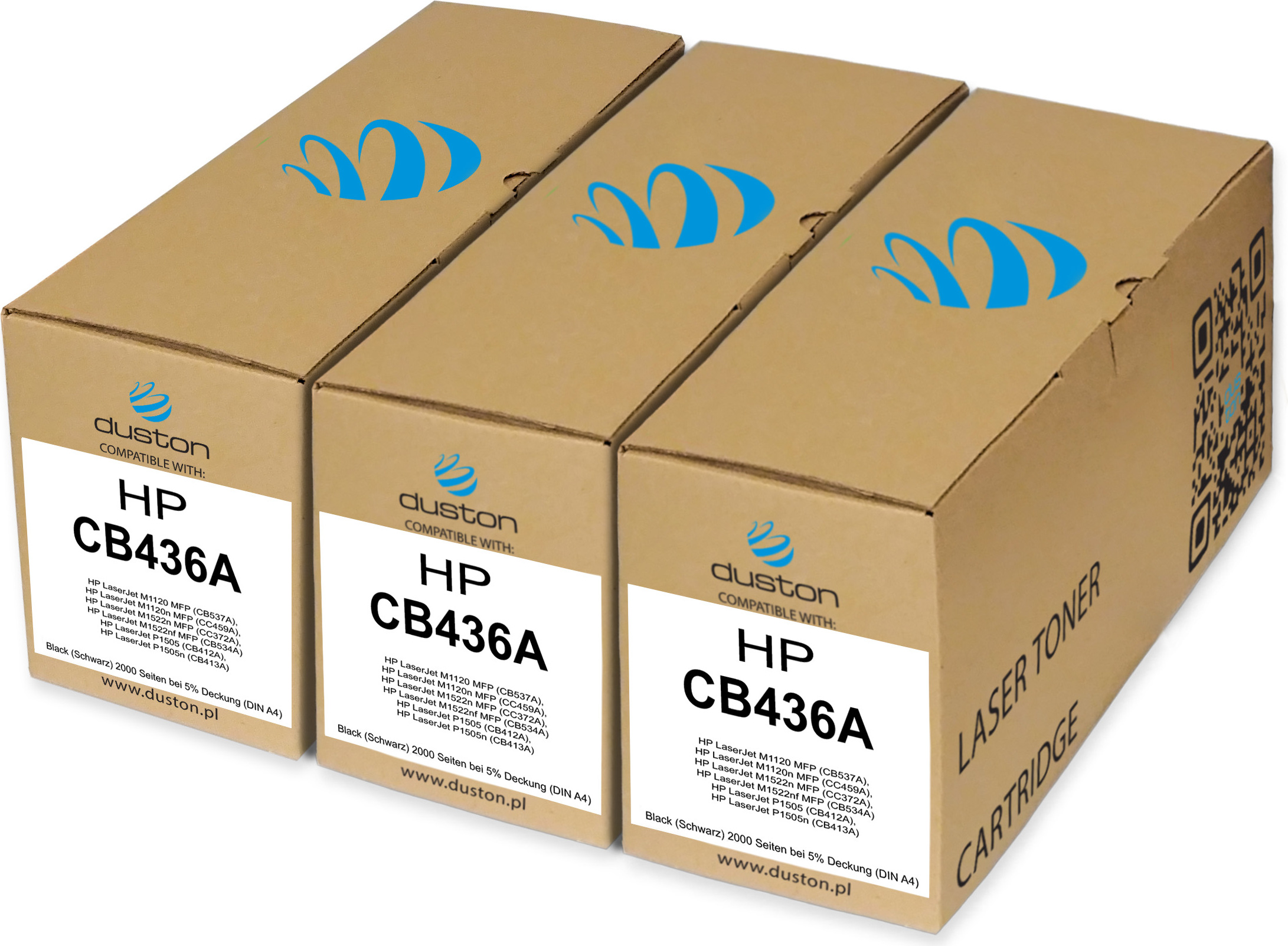 3x CB436A, 36A Tonerová tlačová kazeta čiernej farby kompatibilná s HP LaserJet M1120N MFP M1120 MFP M1522NF MFP P1505 P1505n