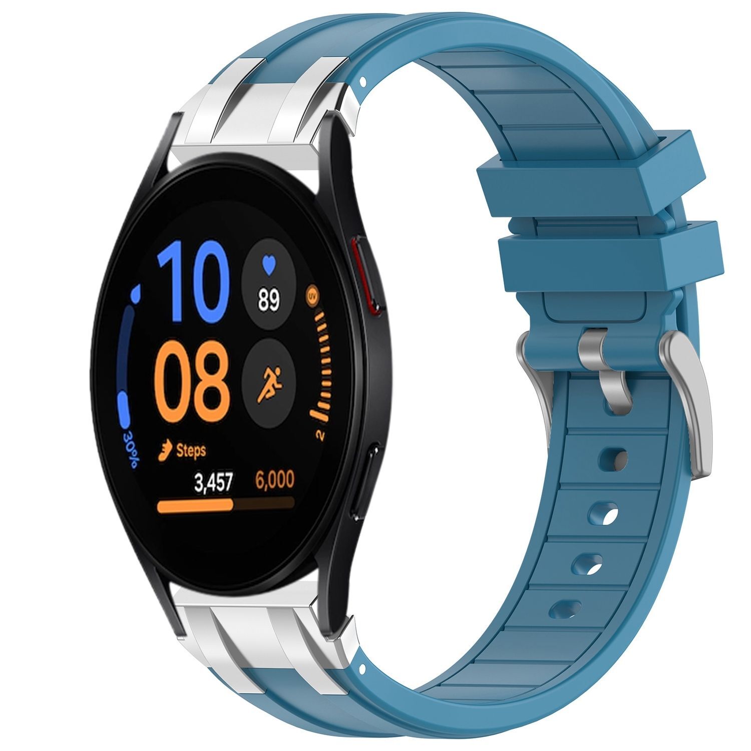 Pre Samsung Galaxy Watch FE 40 mm Silikónová rýchloupínacia strieborná pracka Náhradný pás na ruku Blue