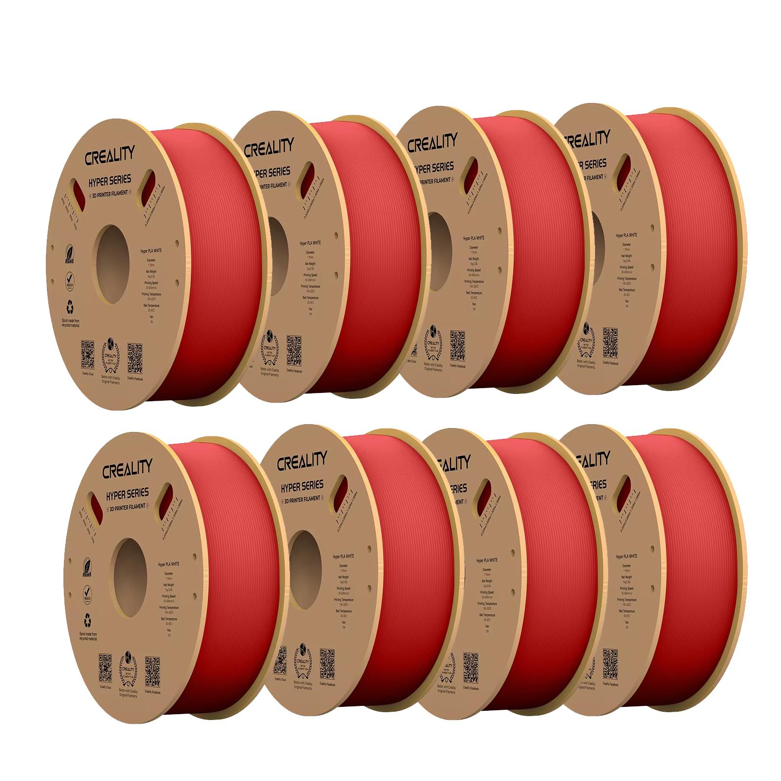 CREALITY 3D Creality Hyper PLA Filament Set, 1,75mm, 8KG für 3D Drucker, 8 x 1kg, - Rot