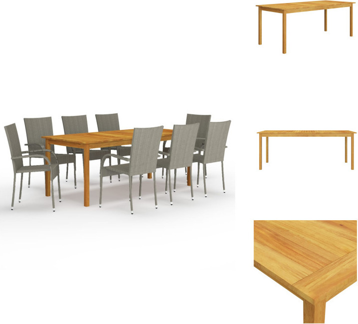 vidaXL 9-dielny záhradný jedálenský set sivý - Záhradné nábytkové zostavy